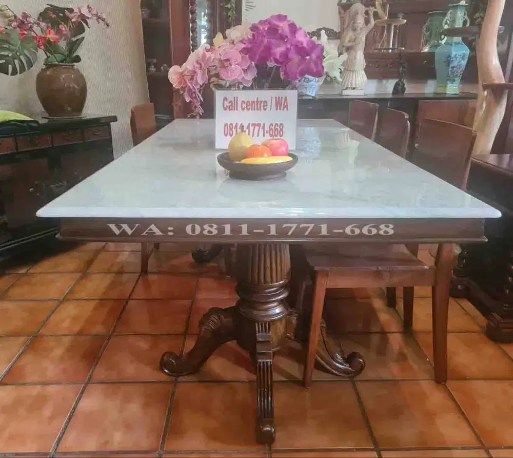 Meja makan marmer persegi panjang 100x200cm Rafles