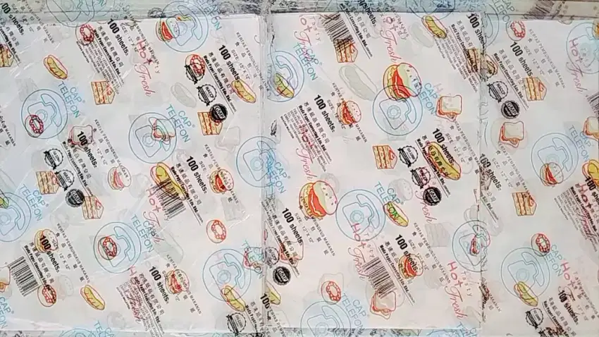 Kertas burger ukuran 30 x 30 cm