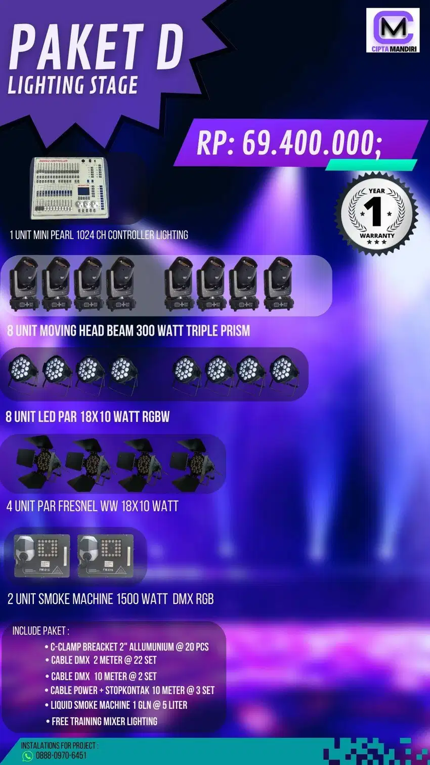 PAKET ''D LIGHTING STAGE/PANGGUNG MOVING HEAD BEAM ,LEDPAR, MIXER DMX