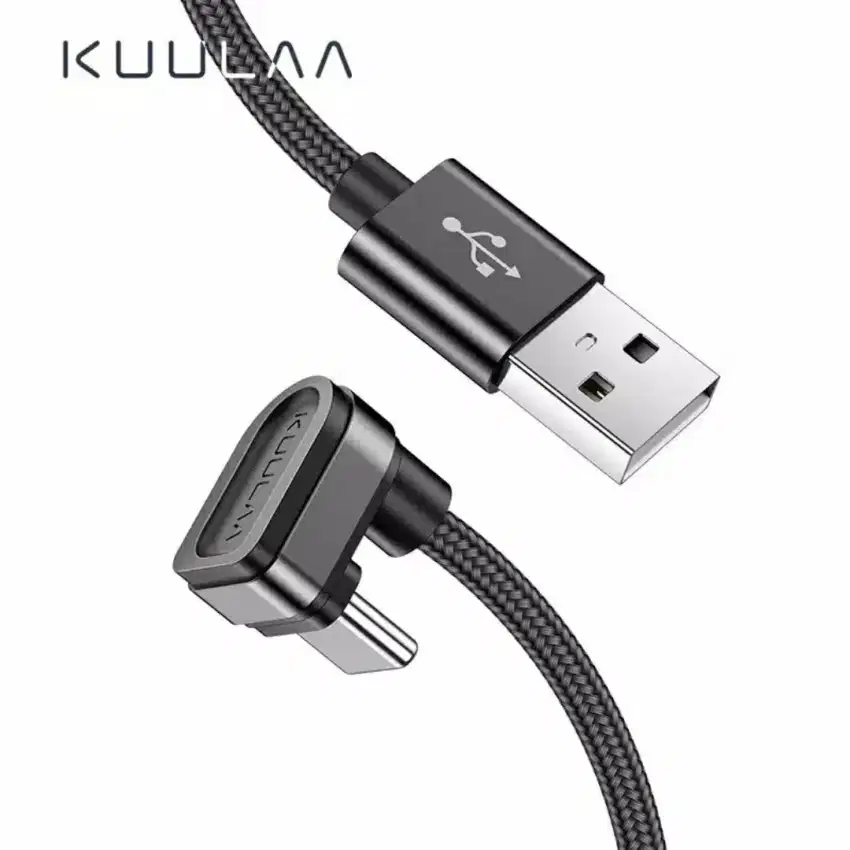 Kabel Data Charger Type-C To USB  2meter Sudut 180derajat Bentuk U