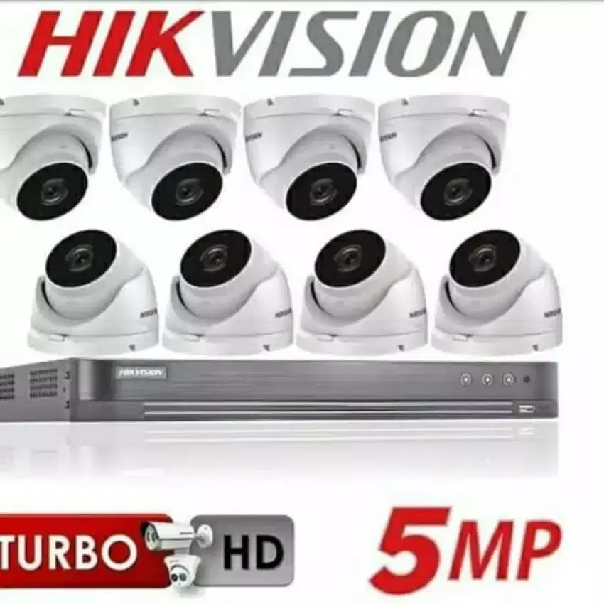 Paket komplit 8 camera cctv Hikvision 5 Mp ultra HD include pemasangan