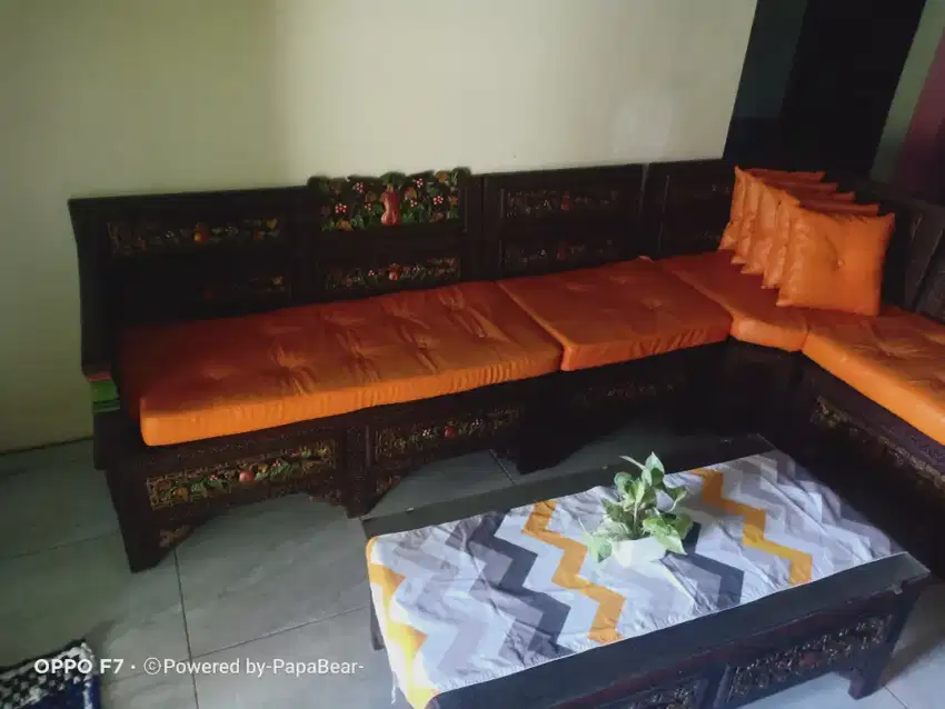 Kursi Ruang Tamu Sudut L kayu jati