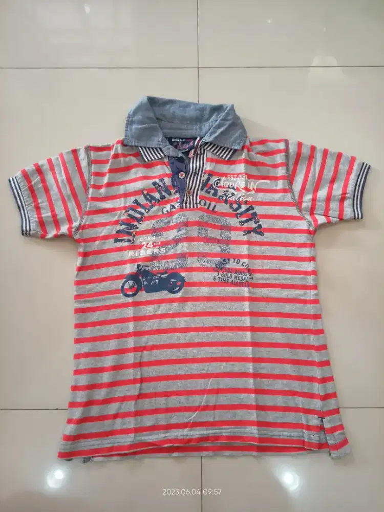Baju polo shirt anak laki laki usia 10 thcolours in grey garis merah