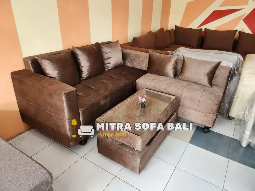 Sofa L Pojok Murah Utk Ruang Kecil + Meja 191x 180. Bisa Cash Kredit