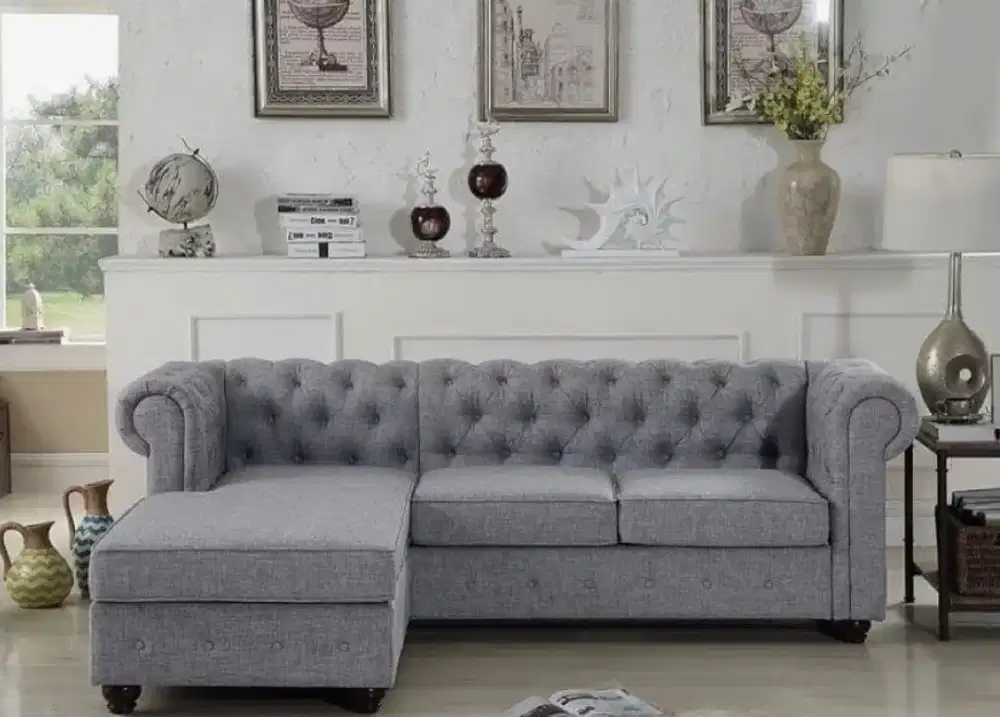 Sofa klasik sudut kancing seribu