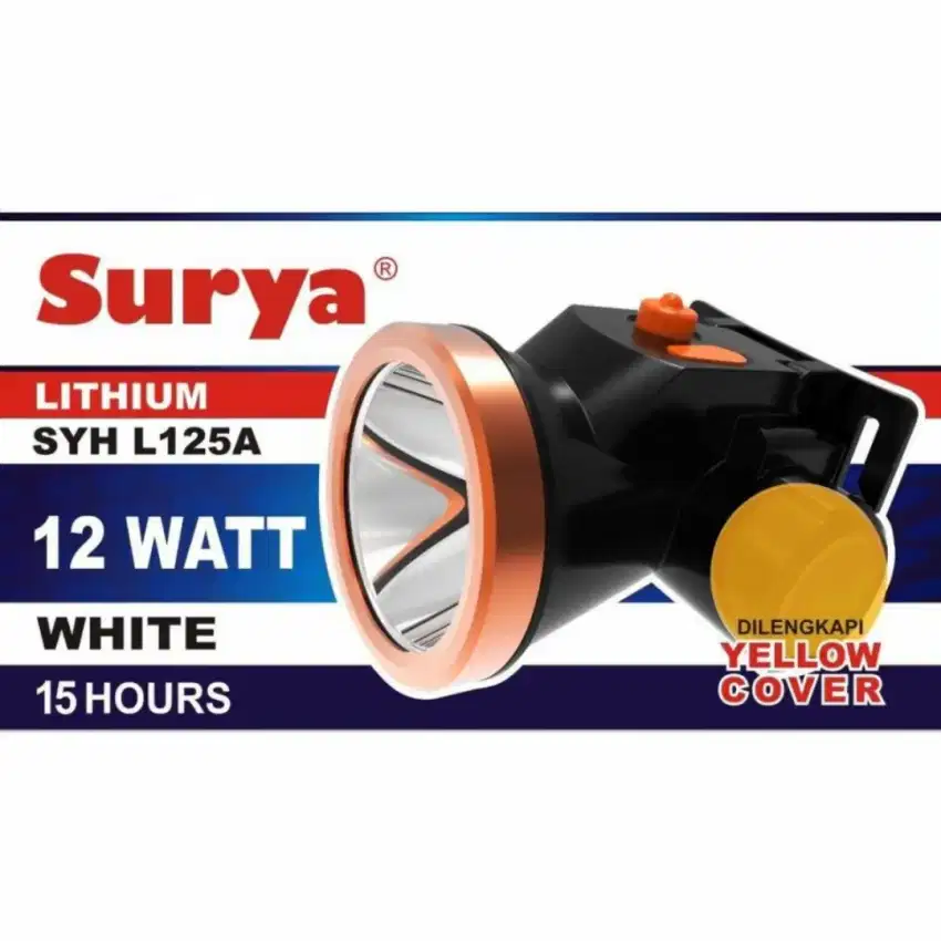Senter Kepala Surya SYH 125A 12 Watt, Bonus Cover Kuning L 125 A