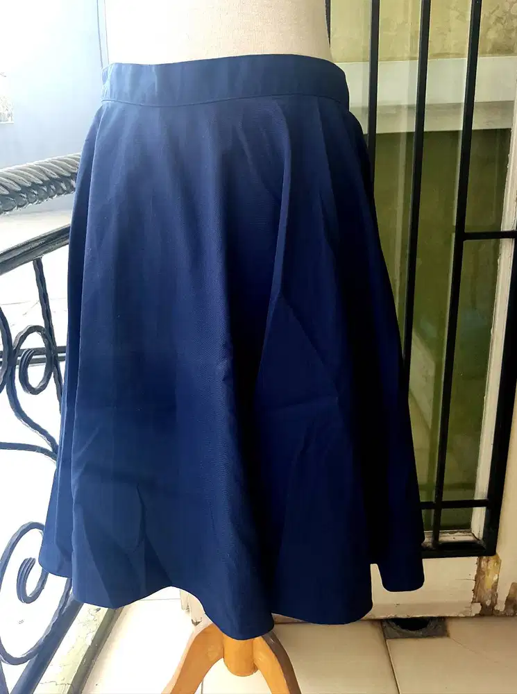 midi flare skirt navy