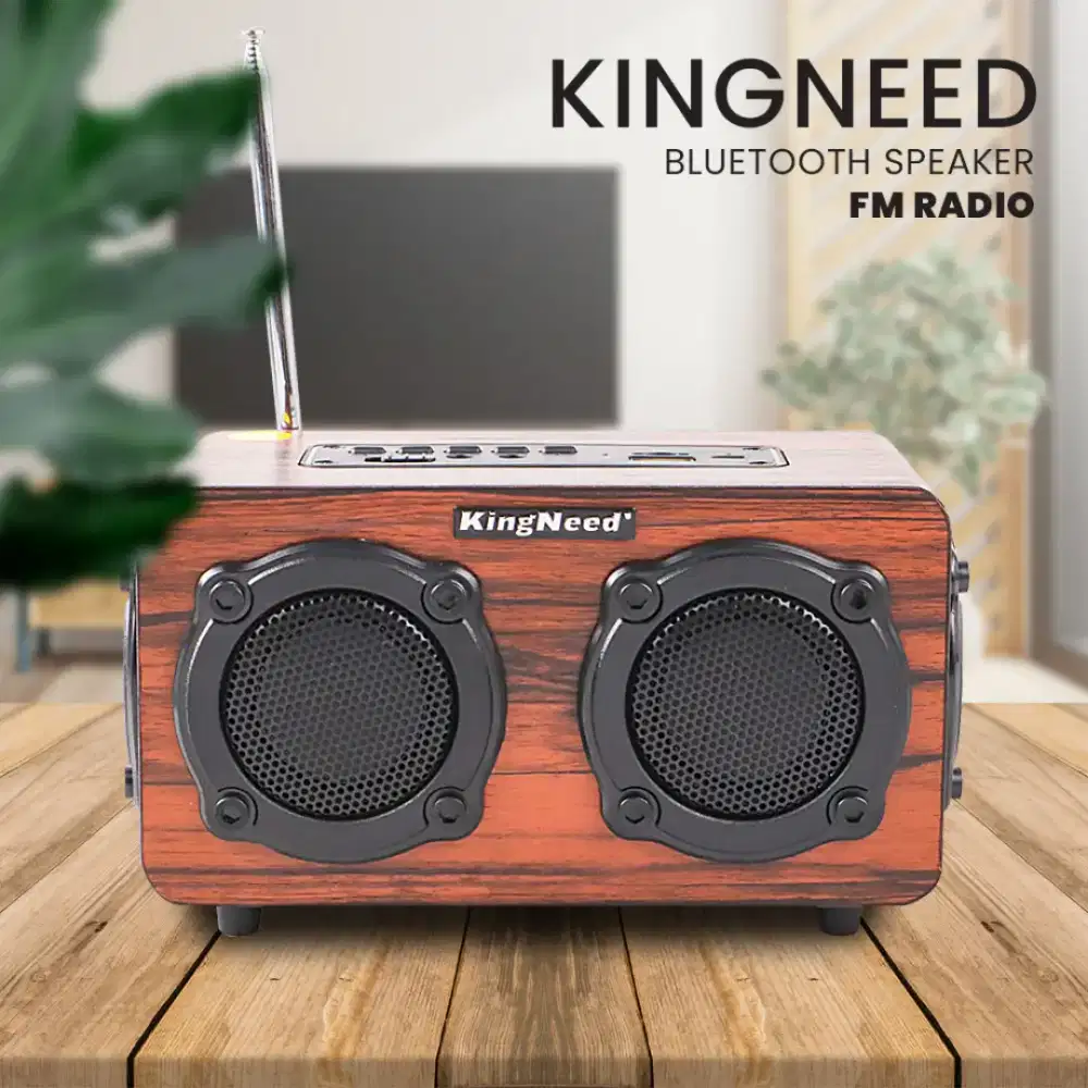 Kingneed bluetooth speaker FM radio Wood desain