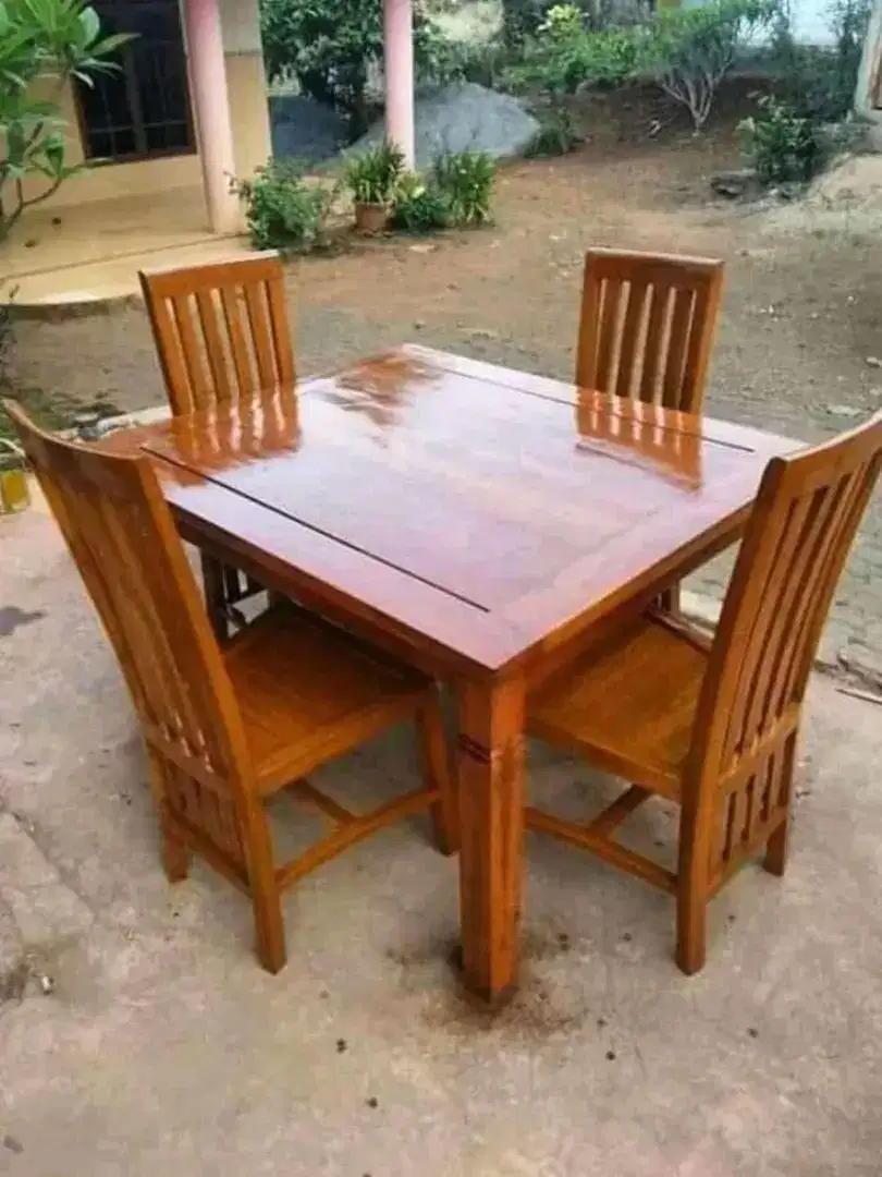 Meja kursi makan set kayu akasi/ jati