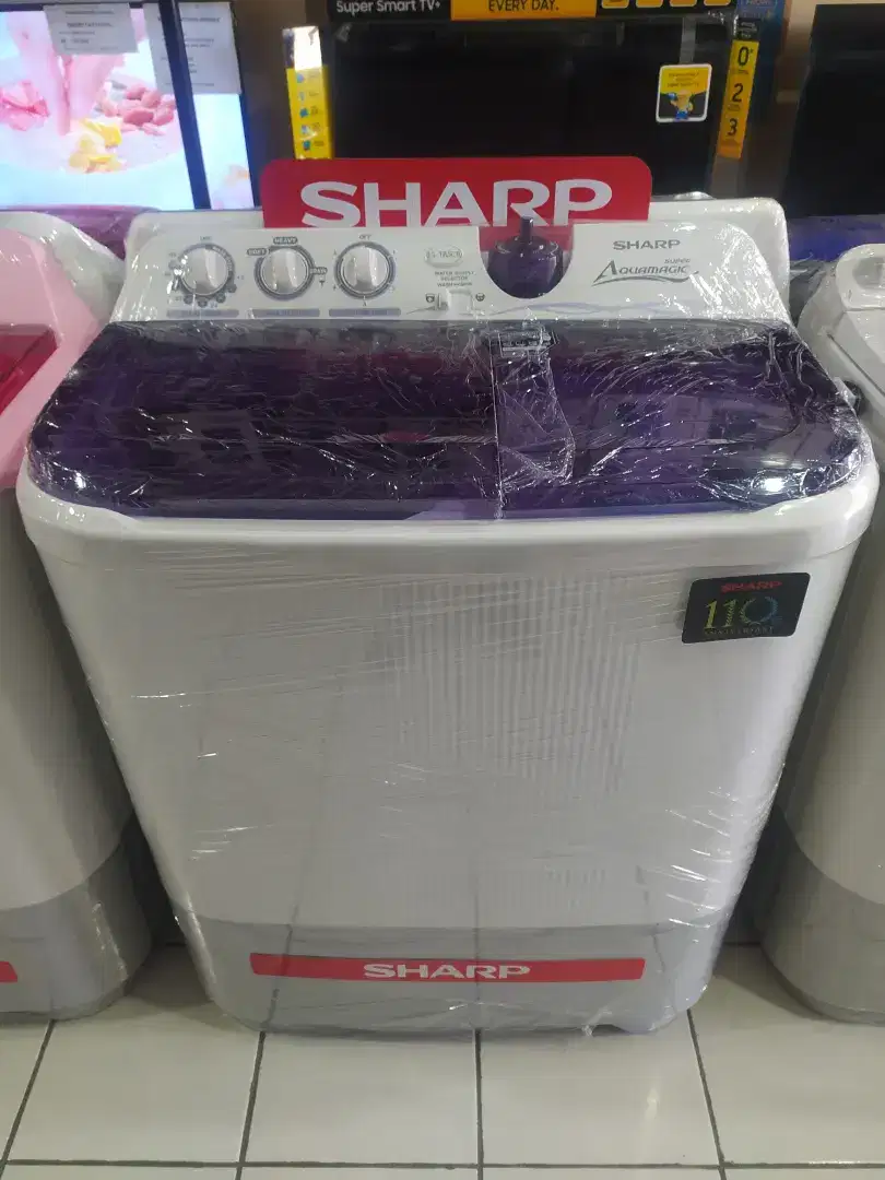 Bisa Cicilan.Mesin cuci 2tabung 8kg sharp ES-T85CR-VK ~double pulsator