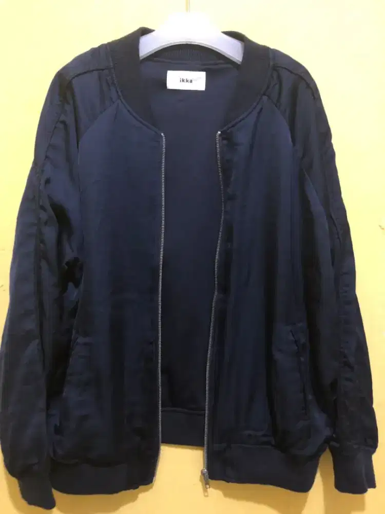 Jaket hickory biru navy sleting