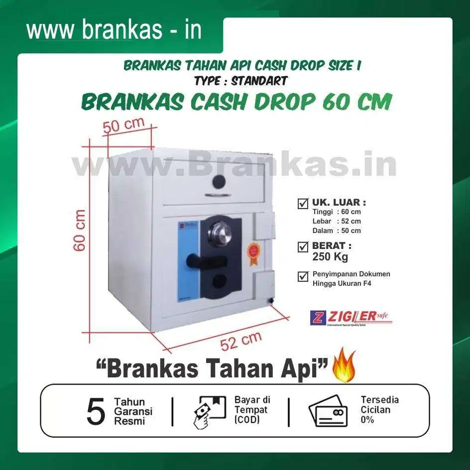 Brankas Cash Drop Zigler safe siz I Tahan Api sdh SNI bs Gratis Ongkir