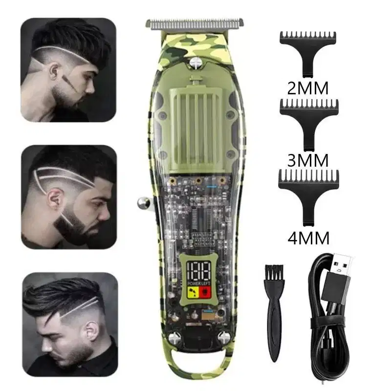 Mesin Cukur Rambut Kemei KM 1928 Hair Trimmer Profesional Army Hijau