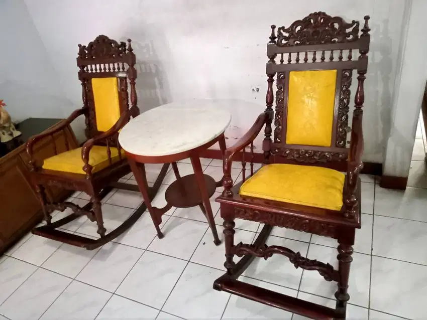 Kursi Goyang & Meja Akar Jati Antik/Vintage Murah