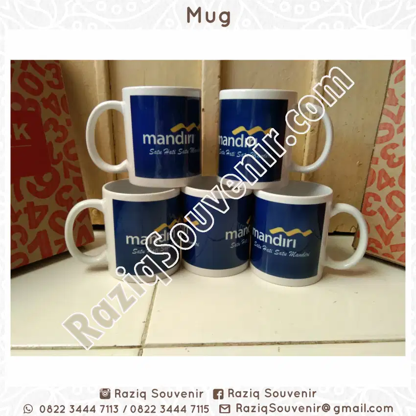 Souvenir Mug Gelas Ulang Tahun Pernikahan Print Full Warna Foto Logo