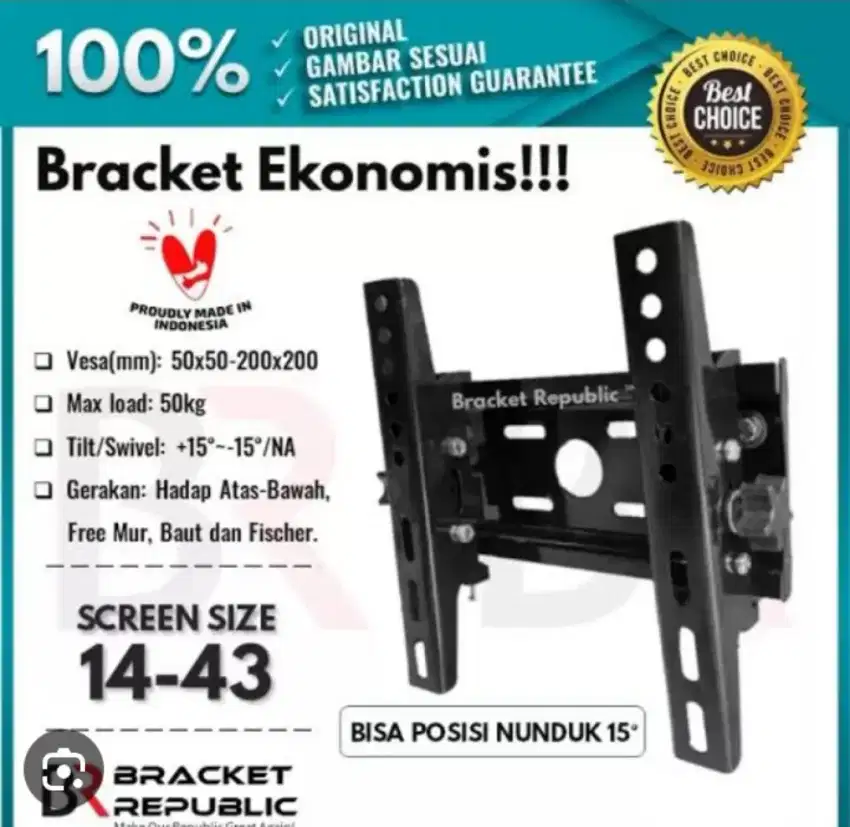 Bracket tv plus pasang 32 inch