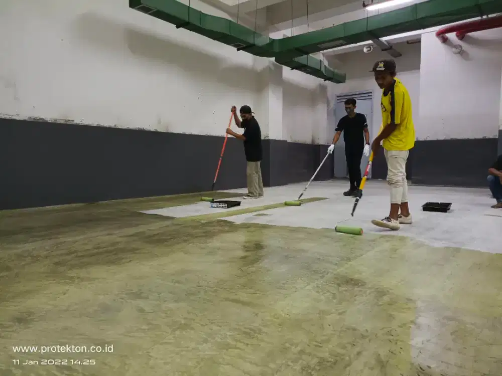 Ahli spesialis perbaikan lantai pabrik, epoxy flooring, basement bocor