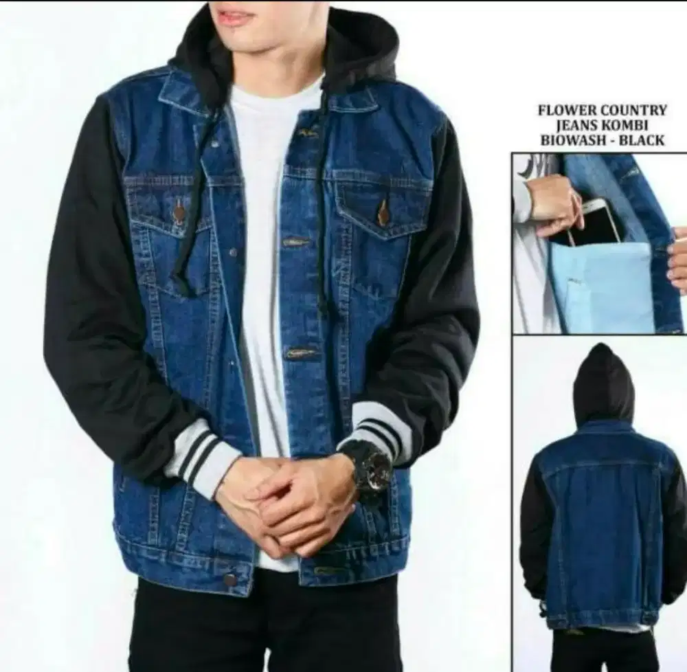 Jaket jeans outlet hoodie