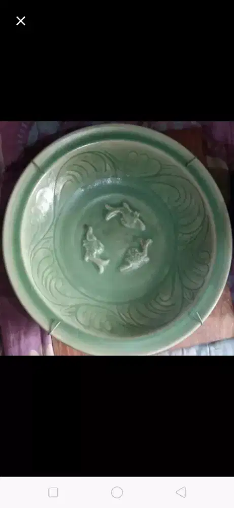 Piring 3 ikan long quan antik