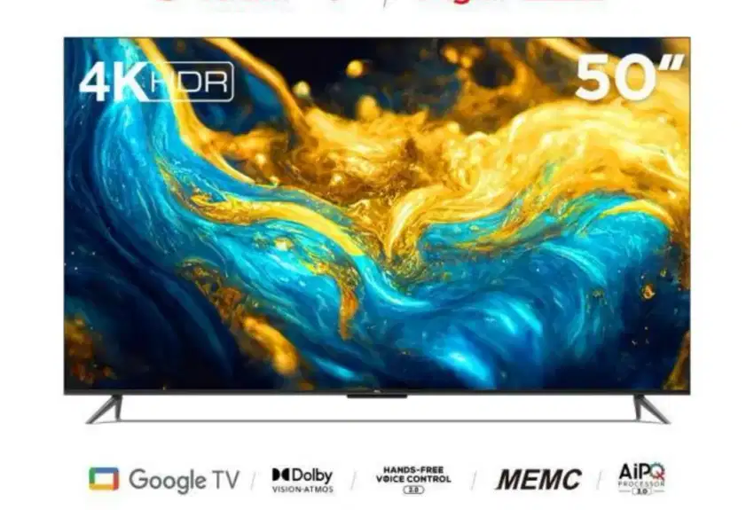 TCL LED TV 50A50 Google TV Android 11 UHD 4K MEMC 120Hz HDMI 2.1 Resmi