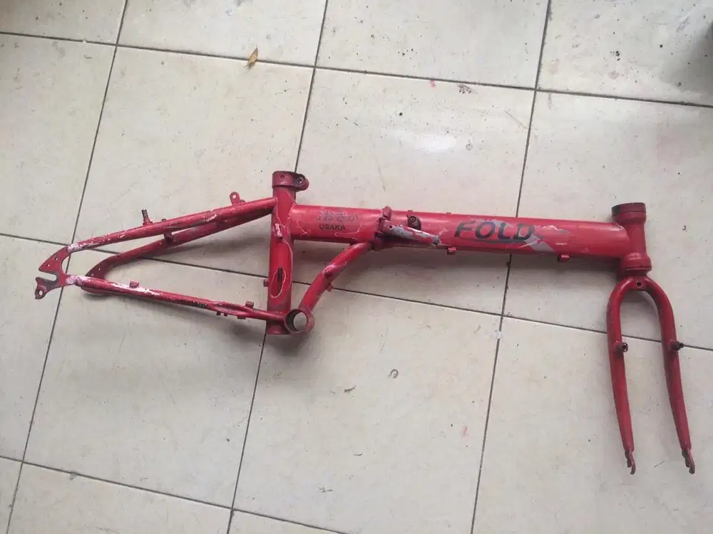 frame sepeda lipat fold x osaka merah murah aja jual BU banget cakep