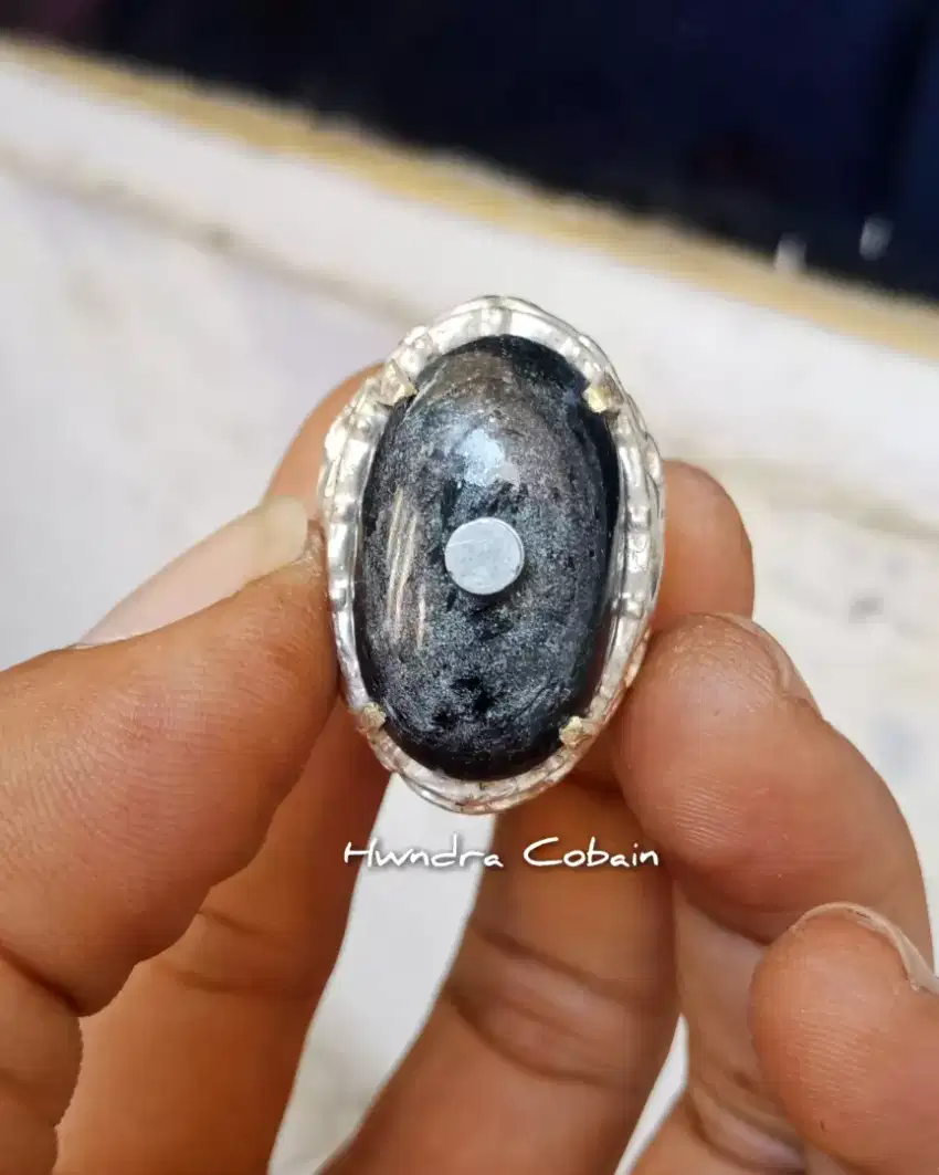 Natural Batu Cincin Badar Besi n Badar Perak Antik