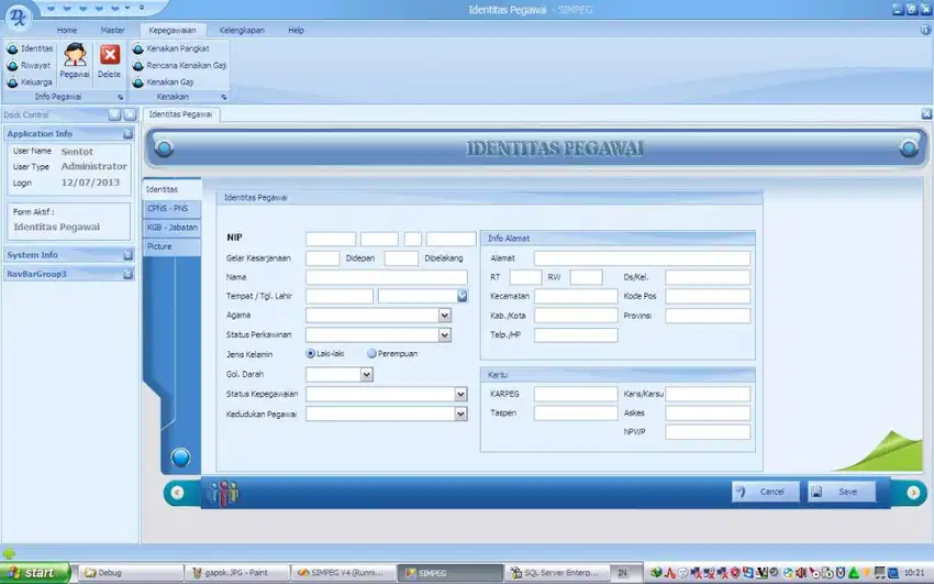 Software Program Aplikasi Kepegawaian sistem informasi database cloud