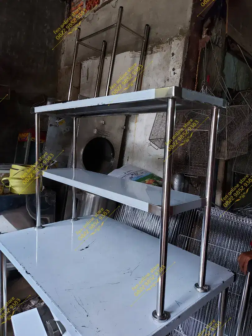 Double/Single Overshelf/Rak atas Meja 1 susun/2 susun stainless steel