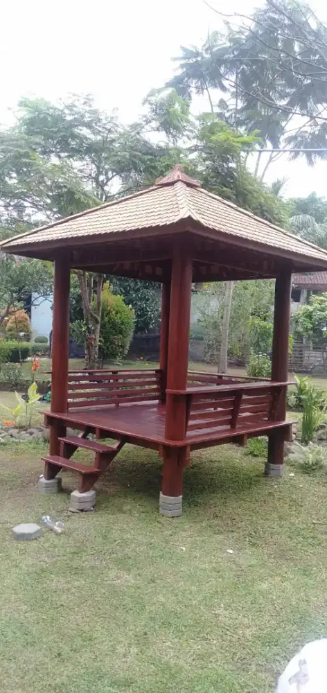 Gazebo taman minimalis kayu kelapa 2x2