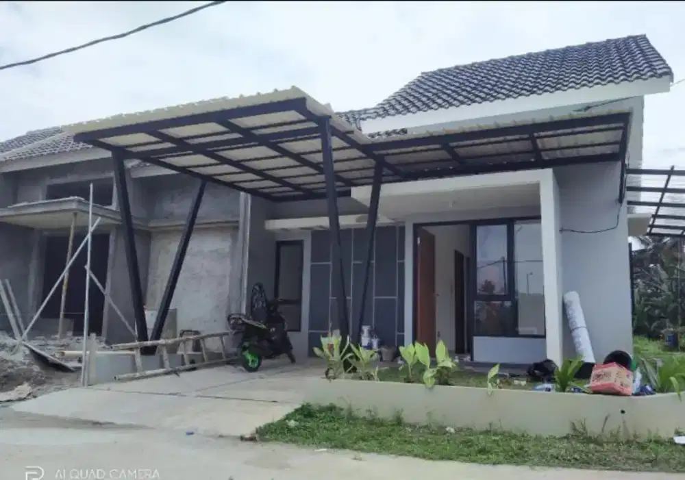 Pemasangan kanopi rumah rangka baja ringan atap spandek polos