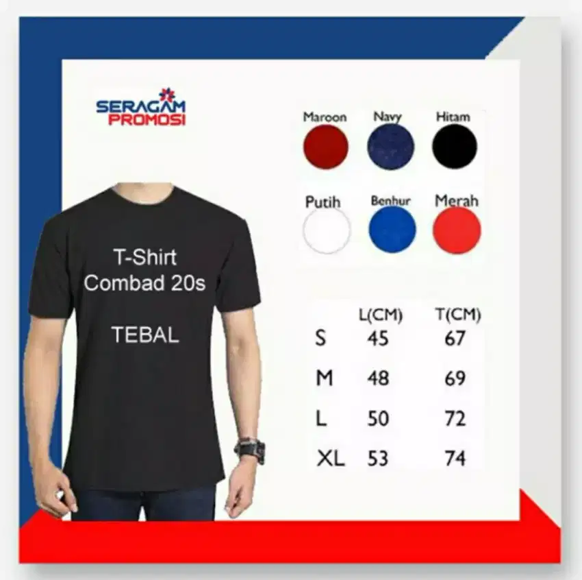 Kaos polos combed 20s S M L XL
