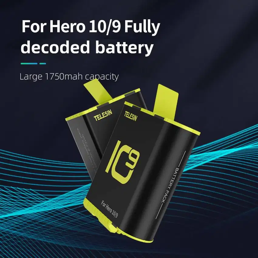 Battery / Baterai Gopro Hero 9 / 10 Telesin 1750mAh Action Camera