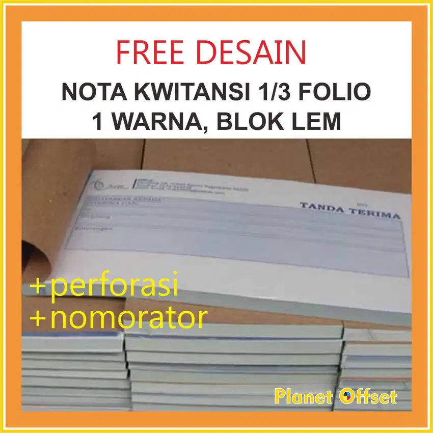Cetak Bon Nota Faktur Kwitansi Carbonless 2 Rangkap NCR 1/3 Folio