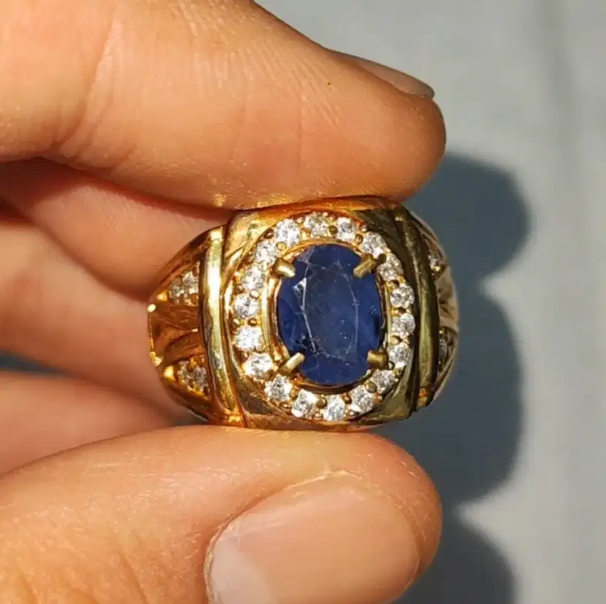 Cincin Blue Sapphire Ring Alpaka Super - Natural Blue Sapphire