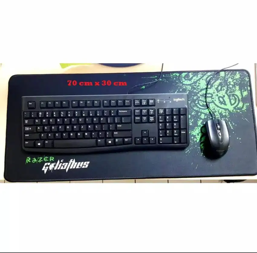 Mousepad gaming Razer Logo dan hitam polos Lebar