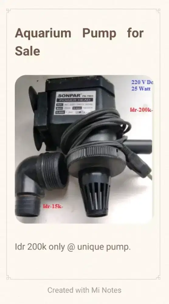 Components  Aquarium pumps