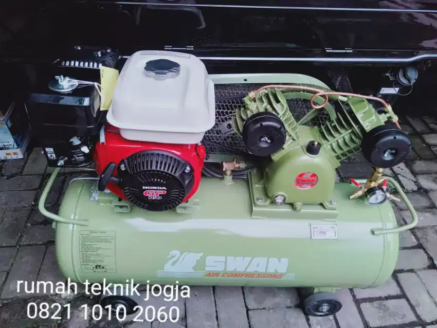 (rumah teknik jogja)mesin kompresor 2hp swan+engine honda gp160