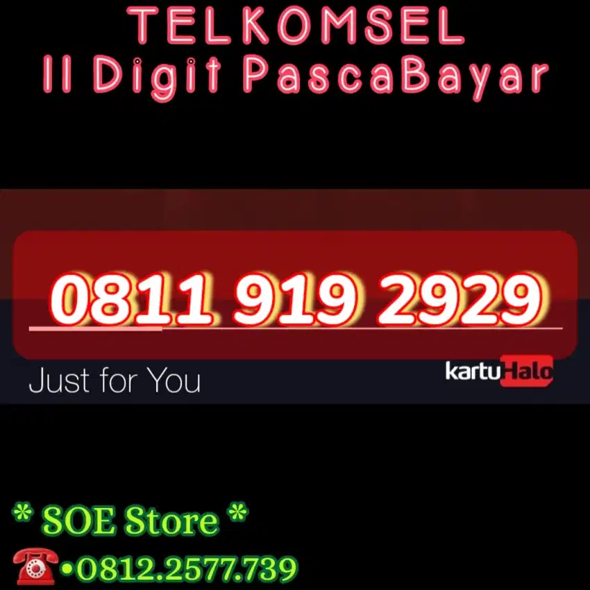 Kartu Halo 11 Digit - Nomor Cantik Telkomsel - 1919 2929