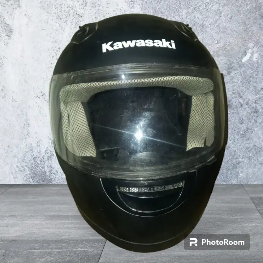 Helm Fullface Original Kawasaki Ukuran L Solid Black Matt (Hitam Doff)