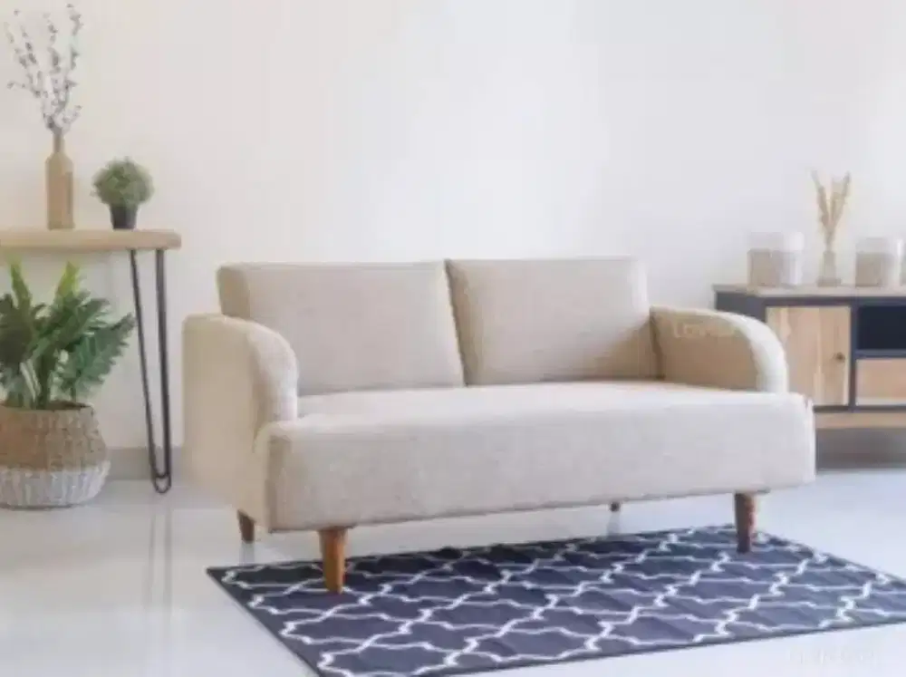 Sofa minimalis modern model retro dudukan dua (FREE BANTAL PELUK)