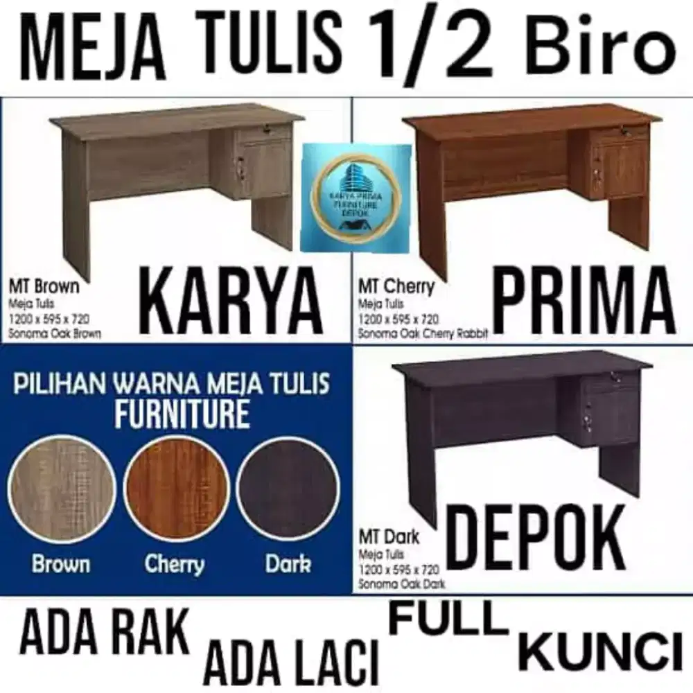 Meja Tulis kerja plus rak laci kunci kuat awet baru 470rb free ongkir