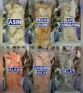 Snack cemilan jajanan keripik singkong 6 rasa enak murah renyah gurih