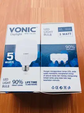 Lampu LED White Vonic 5 Watt 6000K Lumens 425 Save Energy 90% SNI