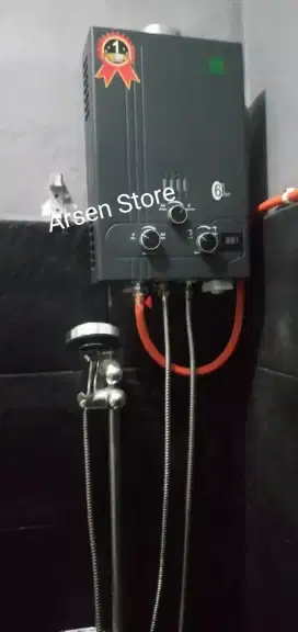 Paket Water Heater Gas Frisone Black Series