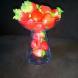 Vas glass desain unique bonus replik buah strawberry