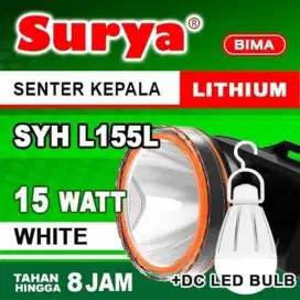 Baru senterr kepala SURYA  BIMA plus bohlam 15 watt