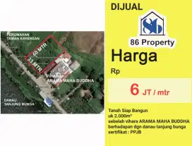 Tanah siap bangun di jalan danau tanjung Bunga samping vihara
