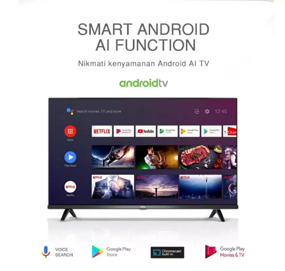 SmartTV Android TCL 32 Bezelles Netflix Digital Remote Voice (BARU)