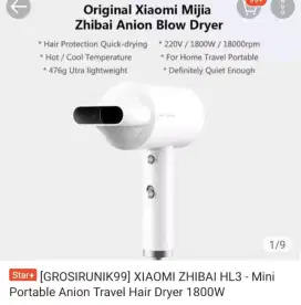 Hair dryer xiaomi mijia zhibai H L 3 mini ori