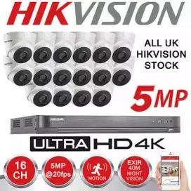 Paket komplit 16 camera cctv Hikvision 5 Mp include pemasangan.